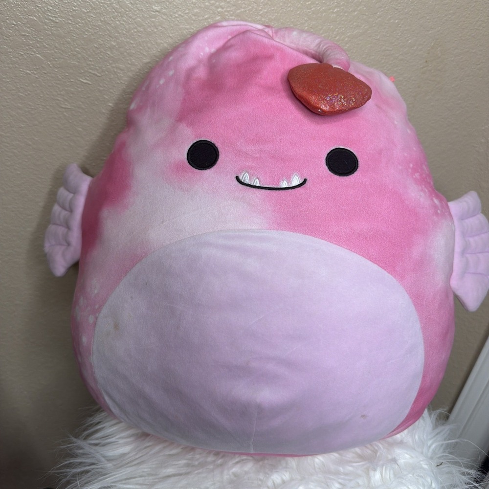 Squishmallows Sy Anglerfish 16" Pink Valentine Heart Plush Jazwares 2024